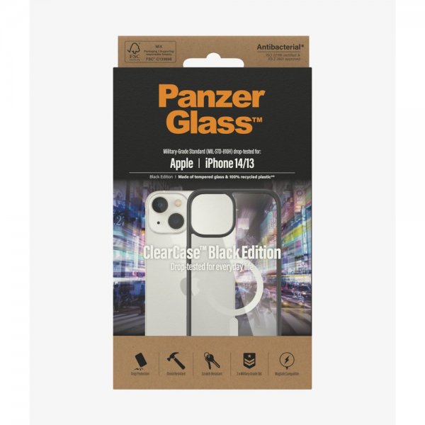 PanzerGlass iPhone 13/iPhone 14 Skal ClearCase Black Edition MagSafe