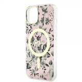 Guess iPhone 14 Skal Flower MagSafe Rosa