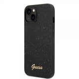 Guess iPhone 14 Skal Glitter Flakes Metal Logo Svart