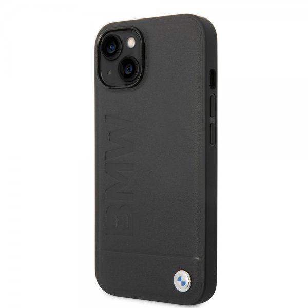 BMW iPhone 14 Skal Hot Stamp Metal Logo Svart