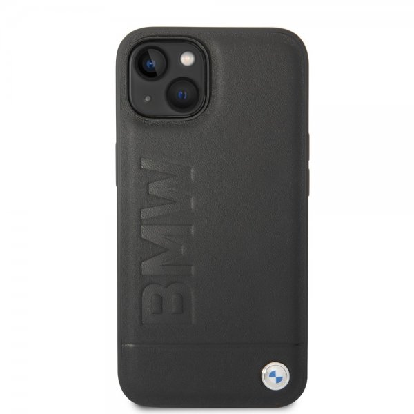 BMW iPhone 14 Skal Hot Stamp Metal Logo Svart