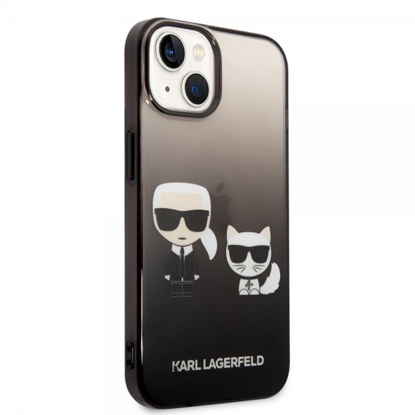 Karl Lagerfeld iPhone 14 Skal Karl & Choupette Gradient Svart