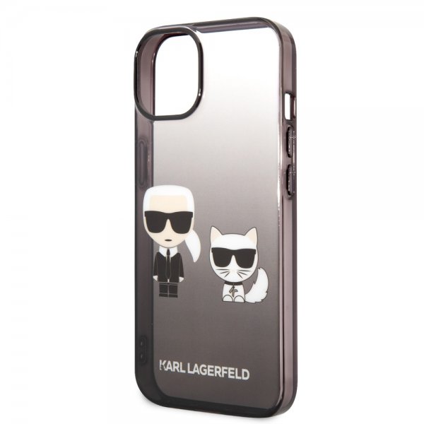 Karl Lagerfeld iPhone 14 Skal Karl & Choupette Gradient Svart