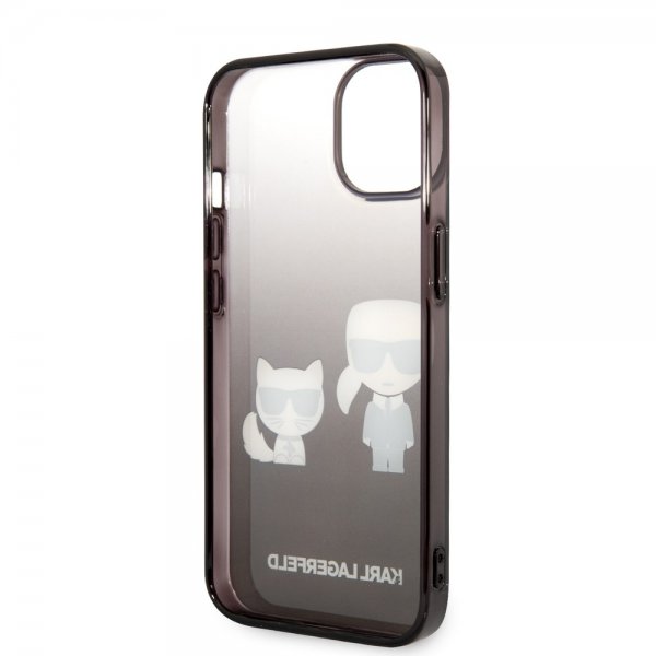 Karl Lagerfeld iPhone 14 Skal Karl & Choupette Gradient Svart