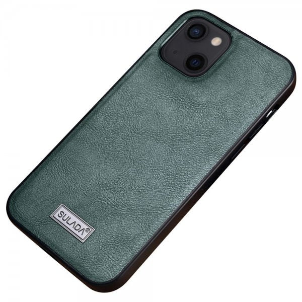 Sulada iPhone 14 Skal Lädertextur Grön