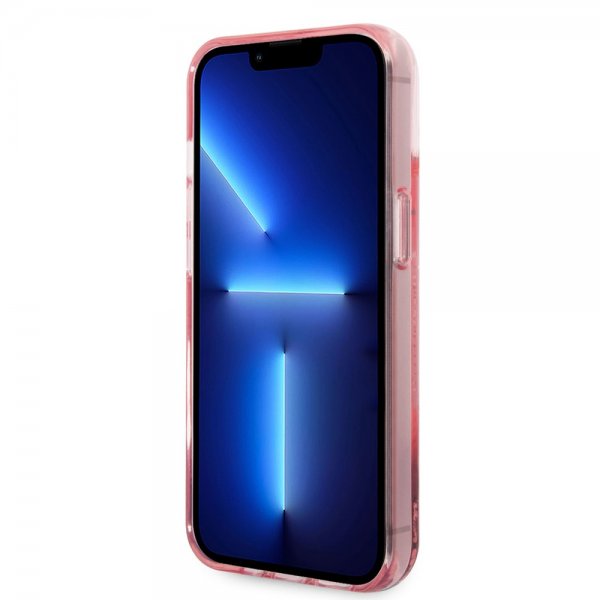 Karl Lagerfeld iPhone 14 Skal Liquid Glitter Big Logo Rosa