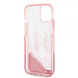 Karl Lagerfeld iPhone 14 Skal Liquid Glitter Big Logo Rosa