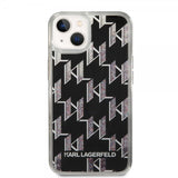Karl Lagerfeld iPhone 14 Skal Liquid Glitter Monogram Svart