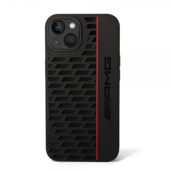 AMG iPhone 14 Skal Liquid Silicone Carbon Pattern Svart
