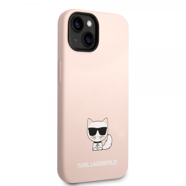 Karl Lagerfeld iPhone 14 Skal Liquid Silicone Choupette Rosa