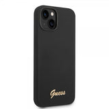 Guess iPhone 14 Skal Liquid Silicone Metal Logo Svart