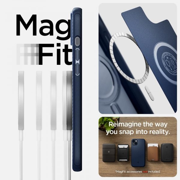 Spigen iPhone 14 Skal Mag Armor MagFit Navy Blue