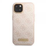 Guess iPhone 14 Skal Metal Plate Logo MagSafe Rosa