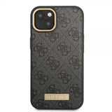 Guess iPhone 14 Skal Metal Plate Logo MagSafe Svart