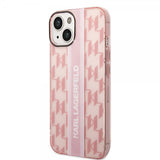 Karl Lagerfeld iPhone 14 Skal Monogram Vertical Stripe Rosa
