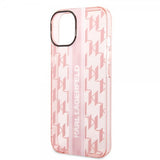 Karl Lagerfeld iPhone 14 Skal Monogram Vertical Stripe Rosa