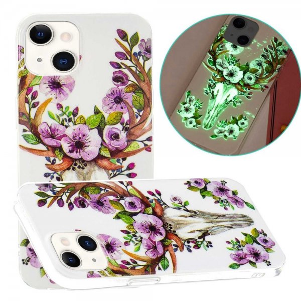 iPhone 14 Skal Motiv Blommor och Hjort