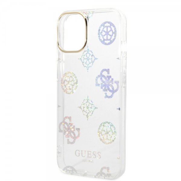Guess iPhone 14 Skal Peony Glitter Vit