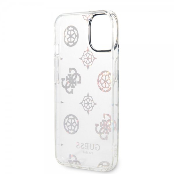 Guess iPhone 14 Skal Peony Glitter Vit