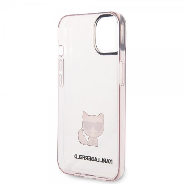 Karl Lagerfeld iPhone 14 Skal Printed Choupette Transparent Rosa