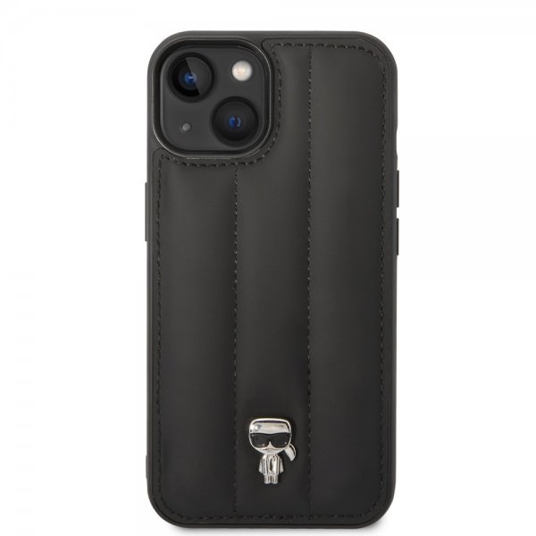 Karl Lagerfeld iPhone 14 Skal Quilted Nylon Puffy Case Ikonik Pin Svart