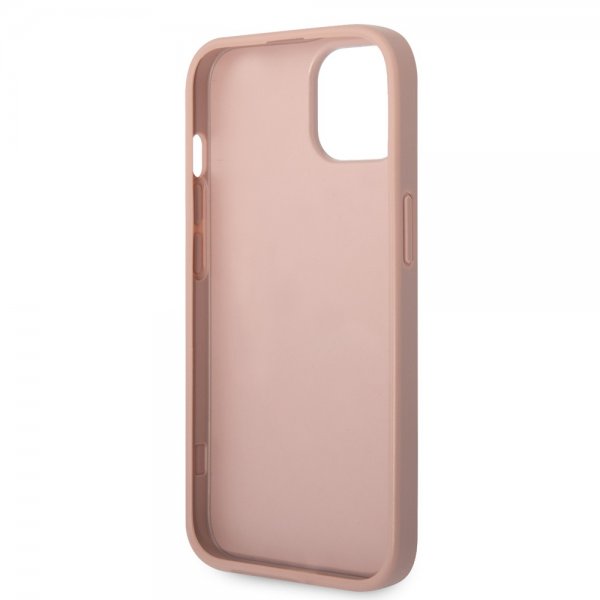Guess iPhone 14 Skal Saffiano Metal Logo Stripes Rosa
