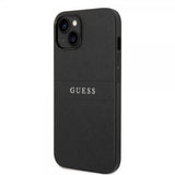 Guess iPhone 14 Skal Saffiano Metal Logo Stripes Svart