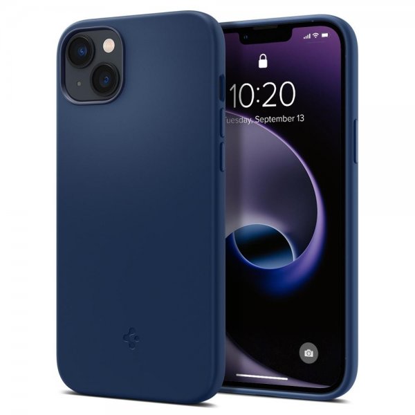 Spigen iPhone 14 Skal Silicone Fit MagFit Navy Blue