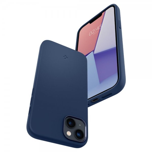 Spigen iPhone 14 Skal Silicone Fit MagFit Navy Blue