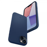 Spigen iPhone 14 Skal Silicone Fit MagFit Navy Blue