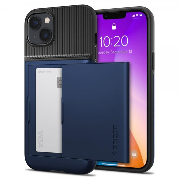 Spigen iPhone 14 Skal Slim Armor CS Navy Blue