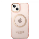 Guess iPhone 14 Skal Translucent MagSafe Rosa