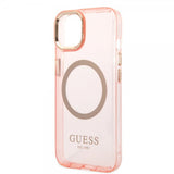 Guess iPhone 14 Skal Translucent MagSafe Rosa