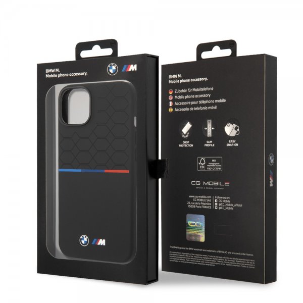 BMW iPhone 14 Skal Tricolor Line & Logo Svart