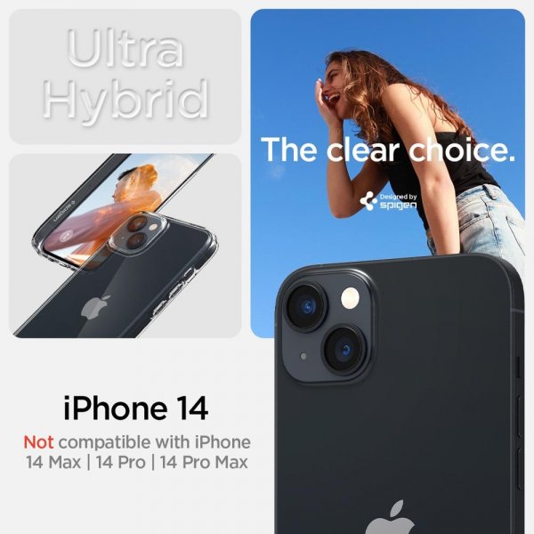 Spigen iPhone 14 Skal Ultra Hybrid Crystal Clear