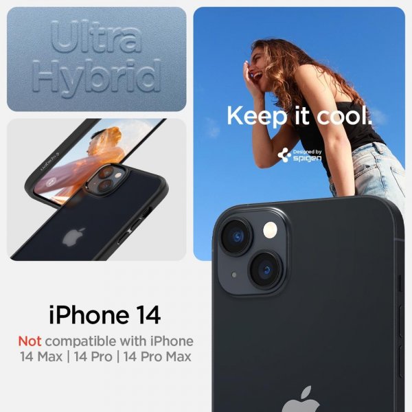Spigen iPhone 14 Skal Ultra Hybrid Frost Black