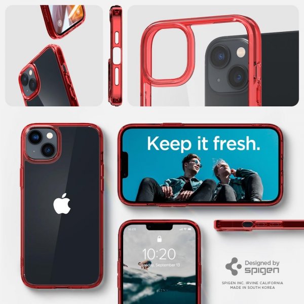 Spigen iPhone 14 Skal Ultra Hybrid Red Crystal