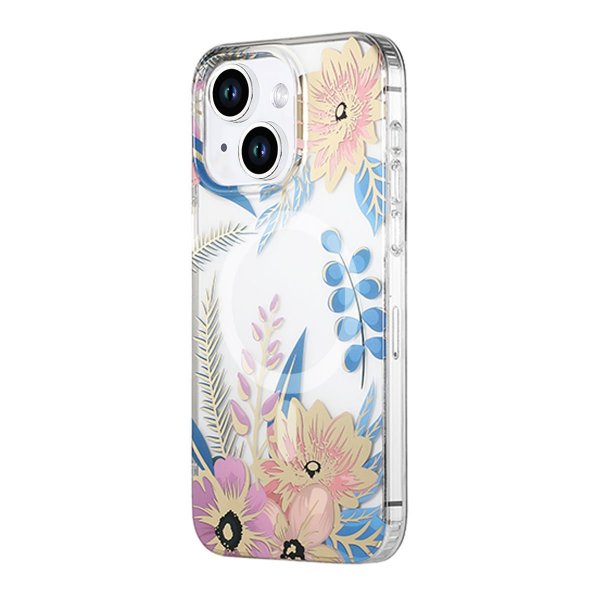 iPhone 14 Plus/iPhone 15 Plus Skal Blommönster MagSafe Rosa Blå