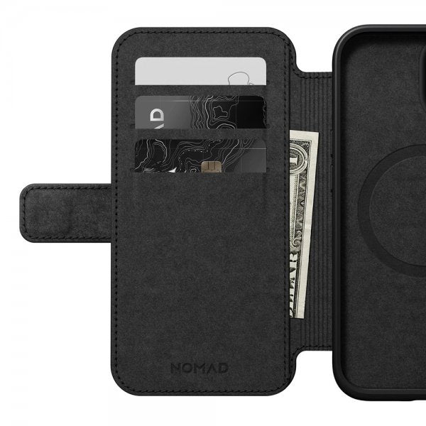 Nomad iPhone 15 Fodral Modern Leather Folio Svart