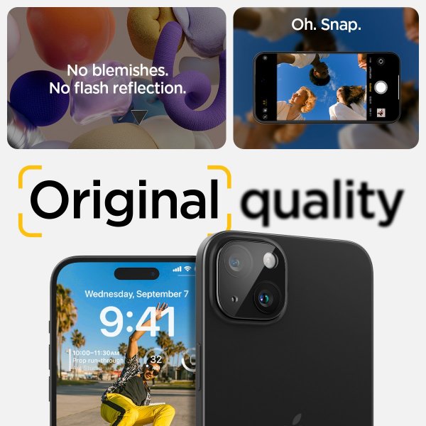Spigen iPhone 14/15/14 Plus/15 Plus Kameraskydd Glas.tR Optik Svart 2-pack