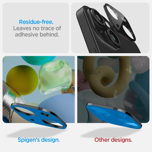 Spigen iPhone 14/15/14 Plus/15 Plus Kameraskydd Glas.tR Optik Svart 2-pack