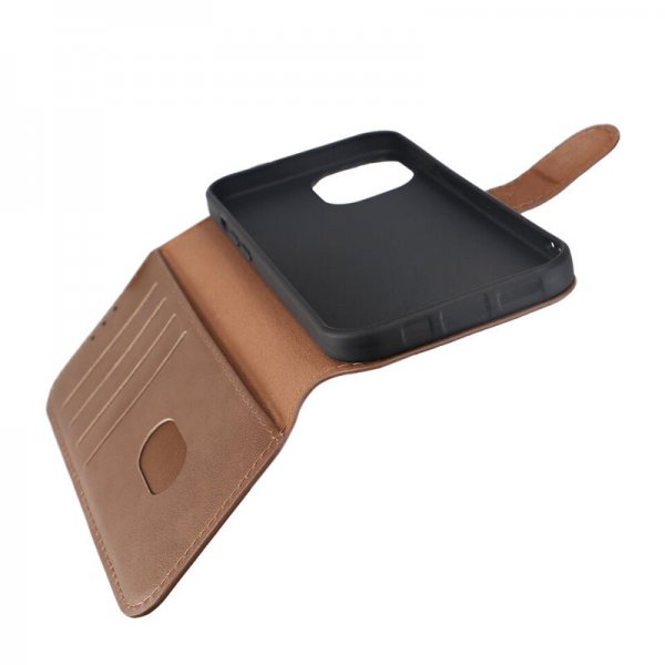 Rvelon iPhone 15 Fodral Äkta Läder Brun