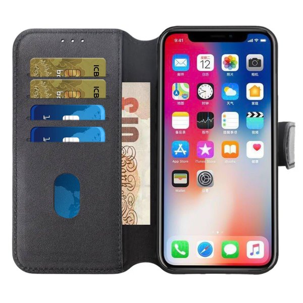 Rvelon iPhone 15 Fodral Äkta Läder Svart