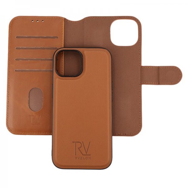 Rvelon iPhone 15 Fodral Magnetiskt Avtagbart Skal Brun
