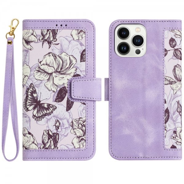 iPhone 15 Plus Fodral Blommönster Lila
