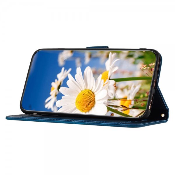 iPhone 15 Plus Fodral Blommönster Mörkblå