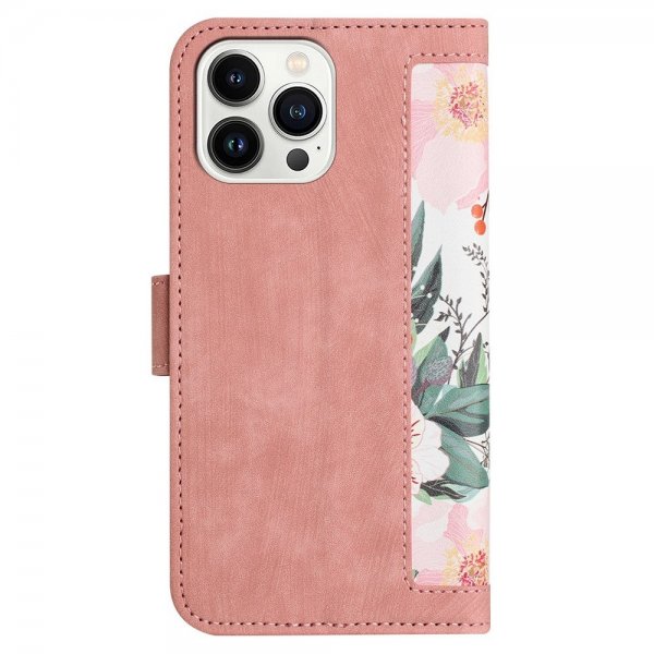 iPhone 15 Plus Fodral Blommönster Rosa