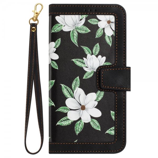 iPhone 15 Plus Fodral Blommönster Svart