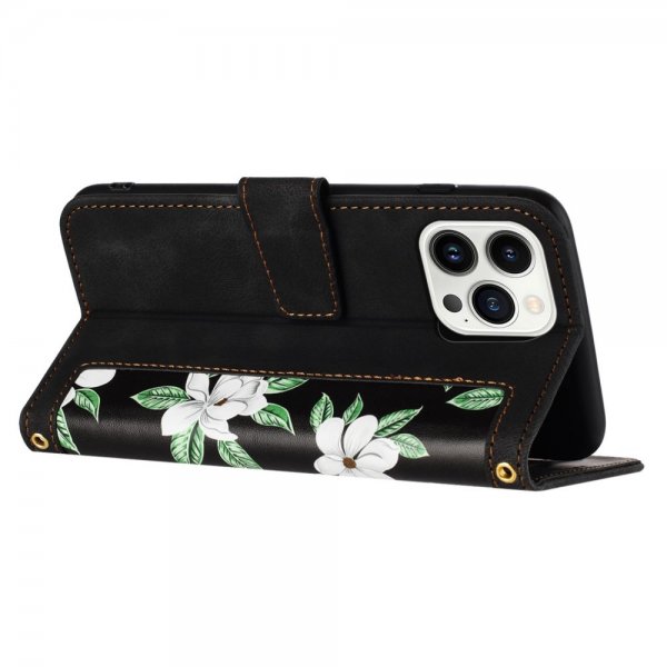 iPhone 15 Plus Fodral Blommönster Svart
