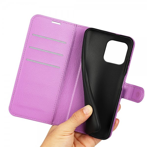 iPhone 15 Plus Fodral Litchi Lila